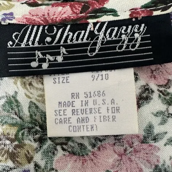 Vintage 90s Y2K All That Jazz Dress Midi Size 9/10 Floral Cottagecore Peasant - Picture 10 of 13